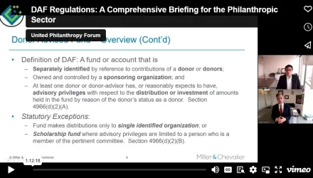 DAF Regulations A Comprehensive Briefing for the Philanthropic Sector January 31 Recording
