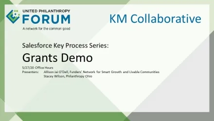 Title Slide for Salesforce Key Process Series Recording from May 2020 on Grants